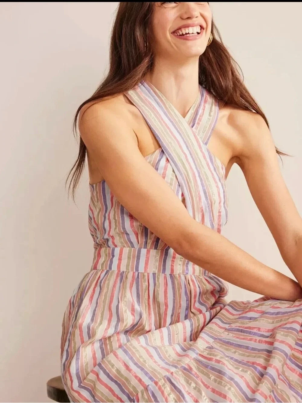 Boden metallic stripe maxi dress size 4 nwt style D0638